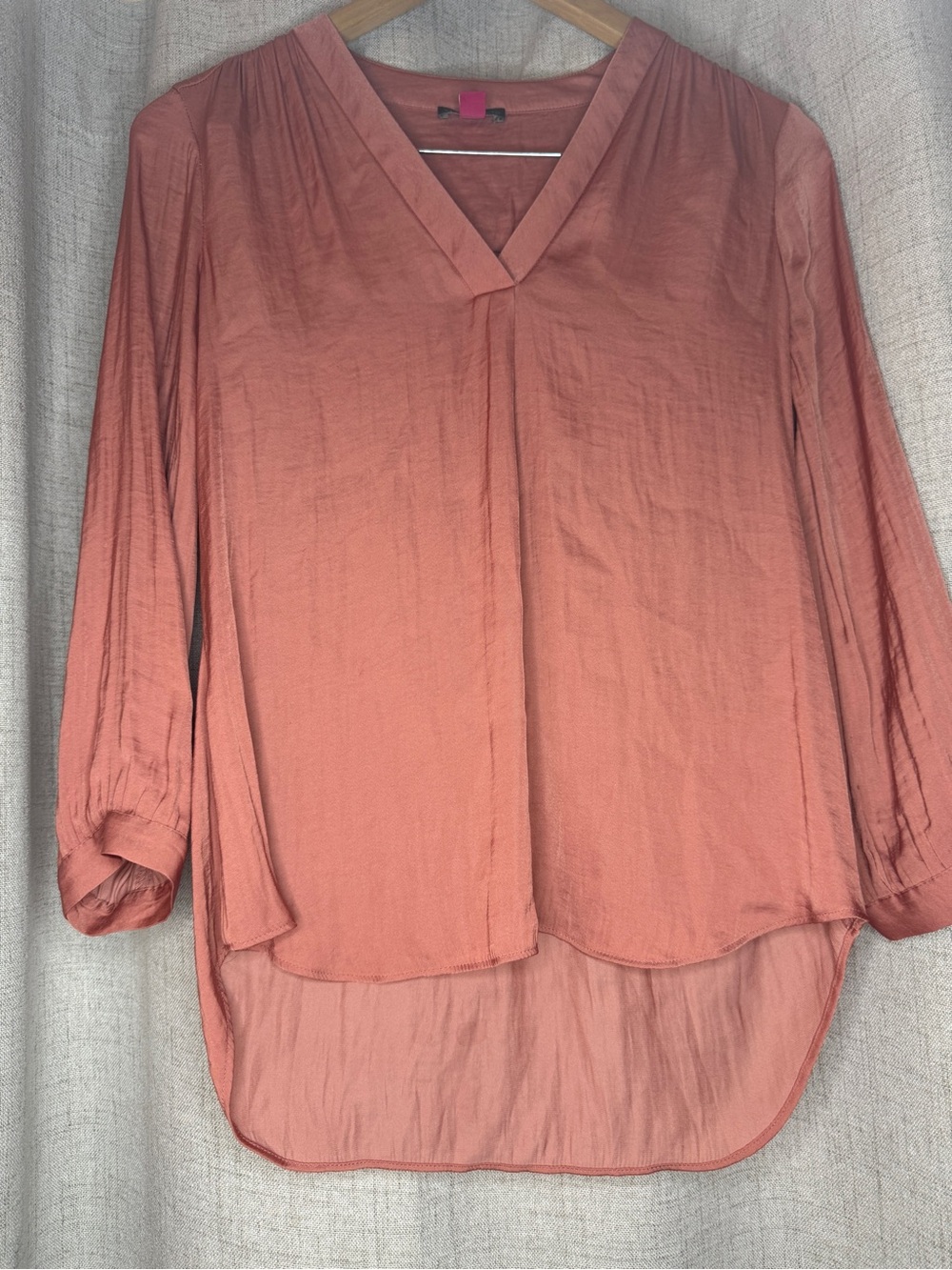 Vince Camuto Lightweight V-Neck Blouse in Terracotta